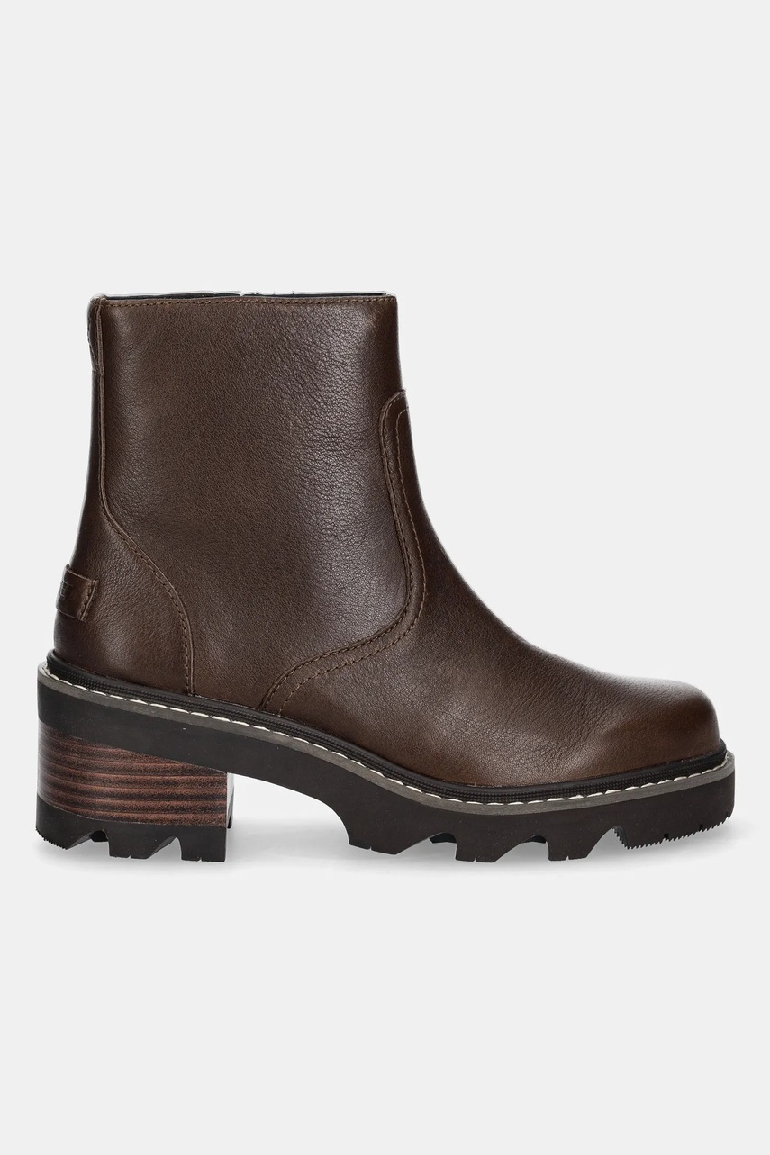 Кожаные полусапожки Sorel JOAN NOW ZIP BOOTIE цвет коричневый каблук кирпичик слегка утеплённый 2138431256