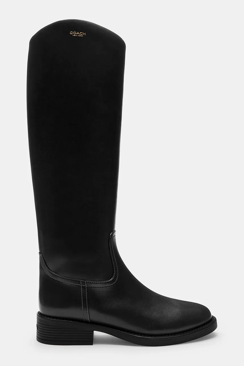 Coach ghete de piele Park Tall culoarea negru, cu toc plat, CCH75