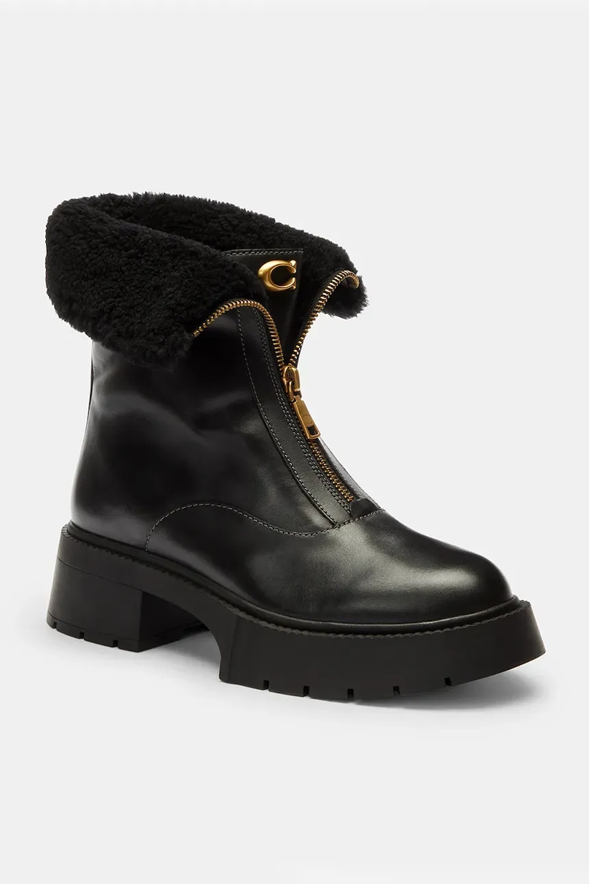 Полусапожки Coach Leah Platform цвет чёрный на плоском каблуке CCH86 Полусапожки Coach Leah Platform цвет чёрный на плоском каблуке CCH86