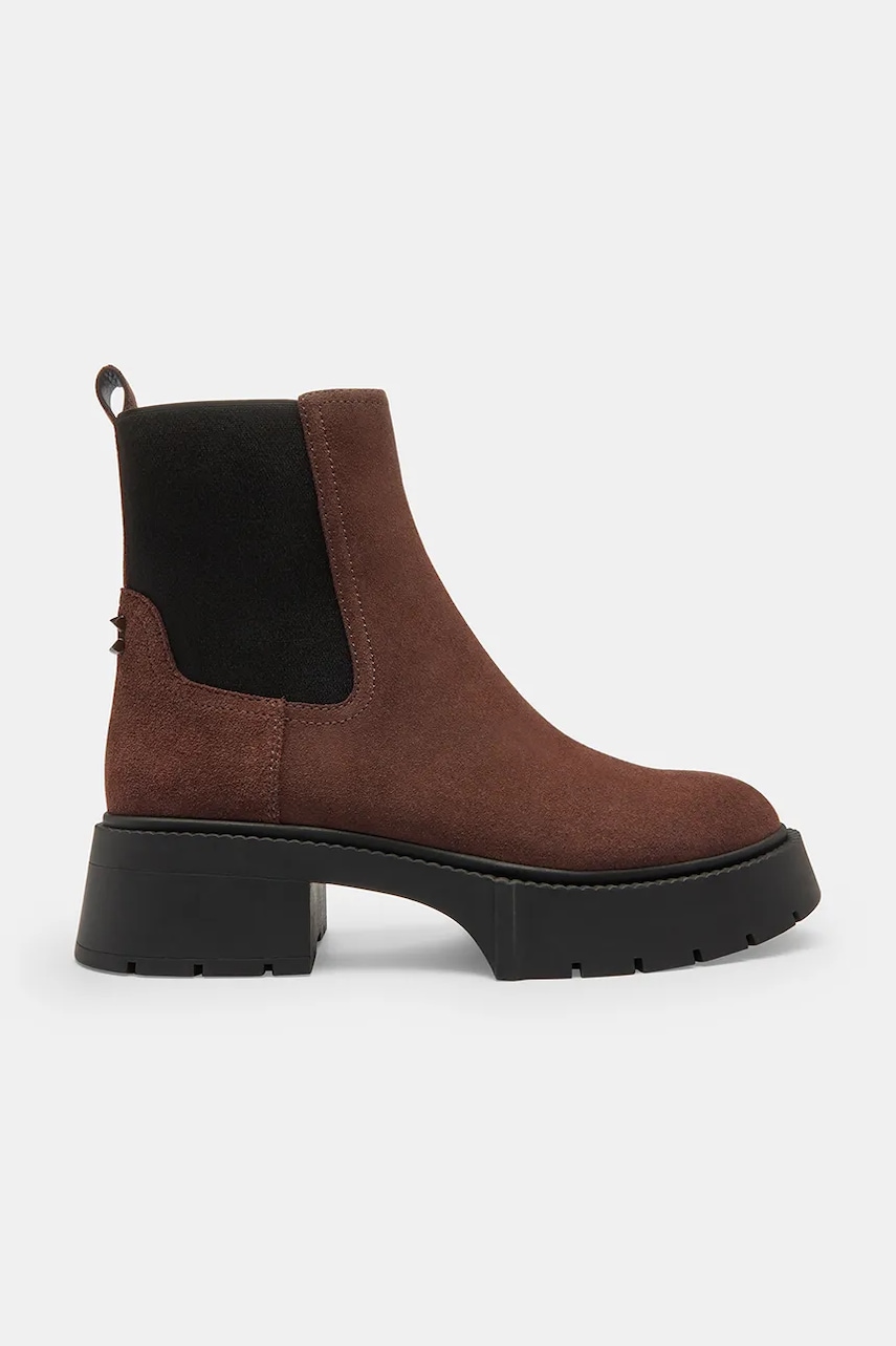 Coach botine Leah Platform culoarea maro, cu toc drept, CCH89