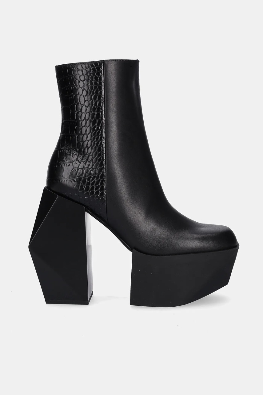 Кожаные полусапожки United Nude Stage Boot цвет чёрный каблук кирпичик 1075384927