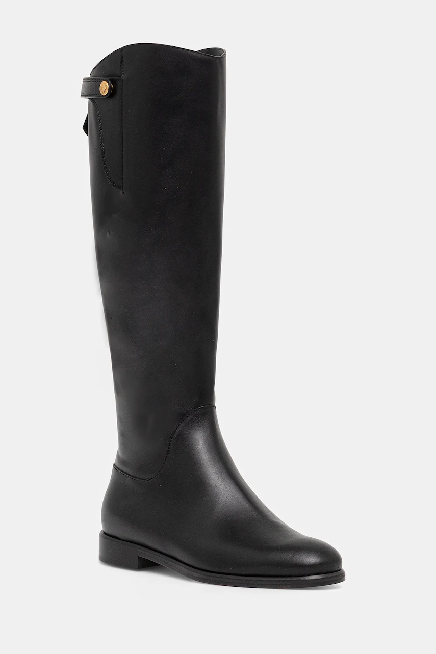 Pollini ghete de piele culoarea negru, cu toc plat, PA26133C0NPA0000