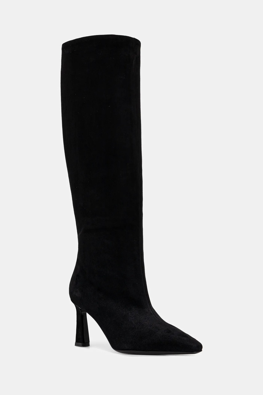 Pollini cizme din piele întoarsă culoarea negru, cu toc cui, SA26077C0NTA0000