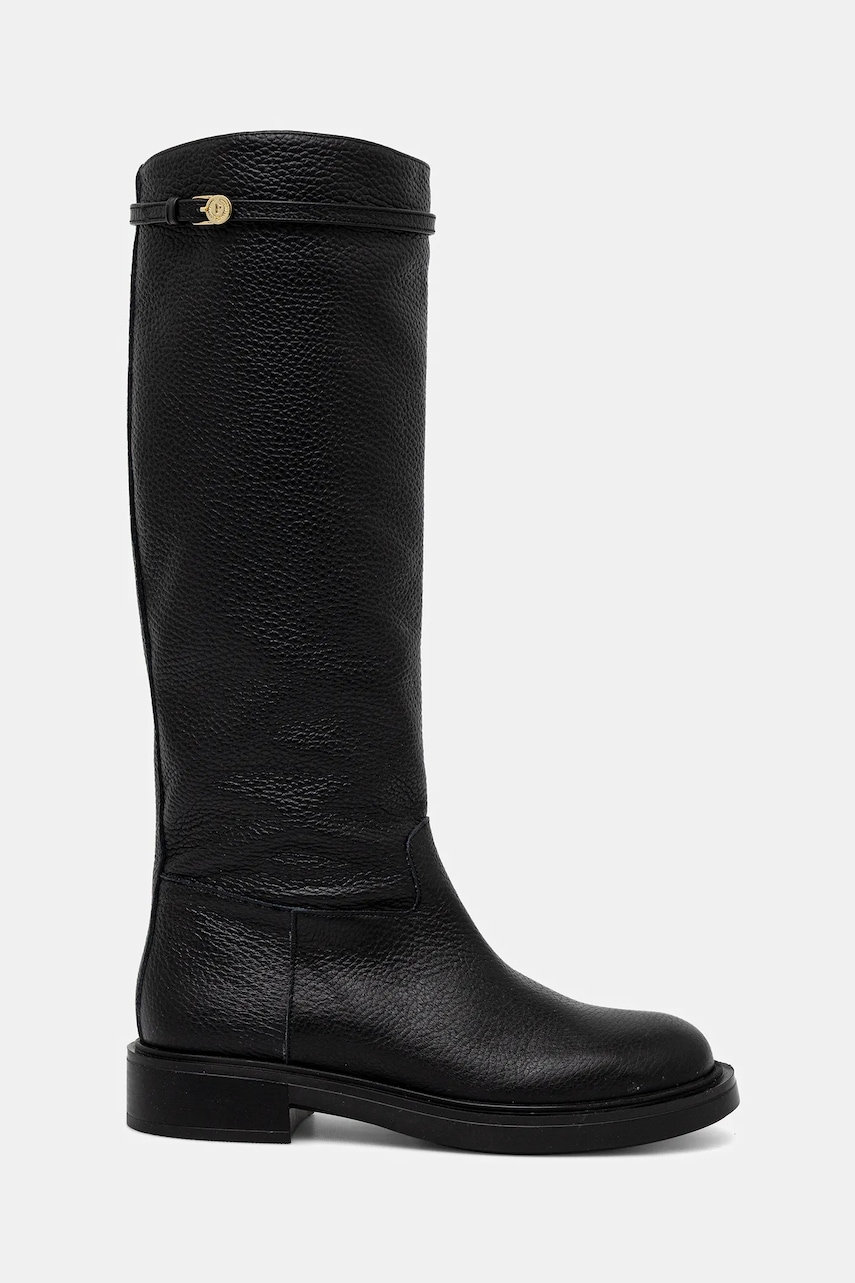 Кожаные сапоги Pollini цвет чёрный на плоском ходу SA26083G0NTD0000 Кожаные сапоги Pollini цвет чёрный на плоском ходу SA26083G0NTD0000