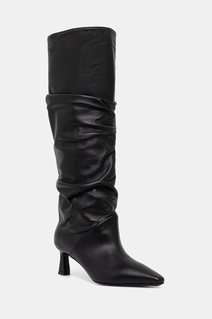 Pollini ghete de piele culoarea negru, cu toc cui, SA26115M0NTE0000