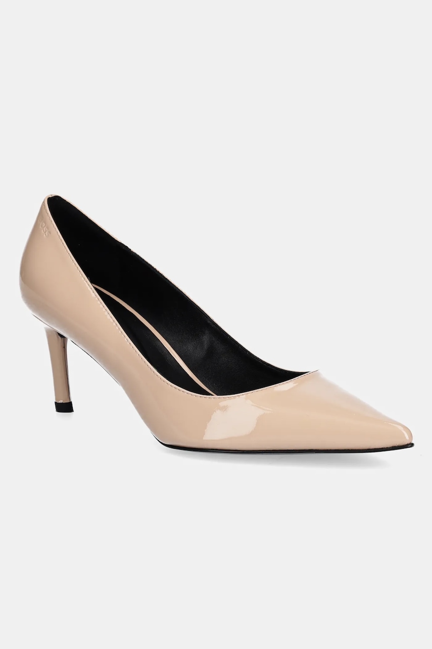 BOSS stilettos de piele Gracey culoarea bej, 50552759