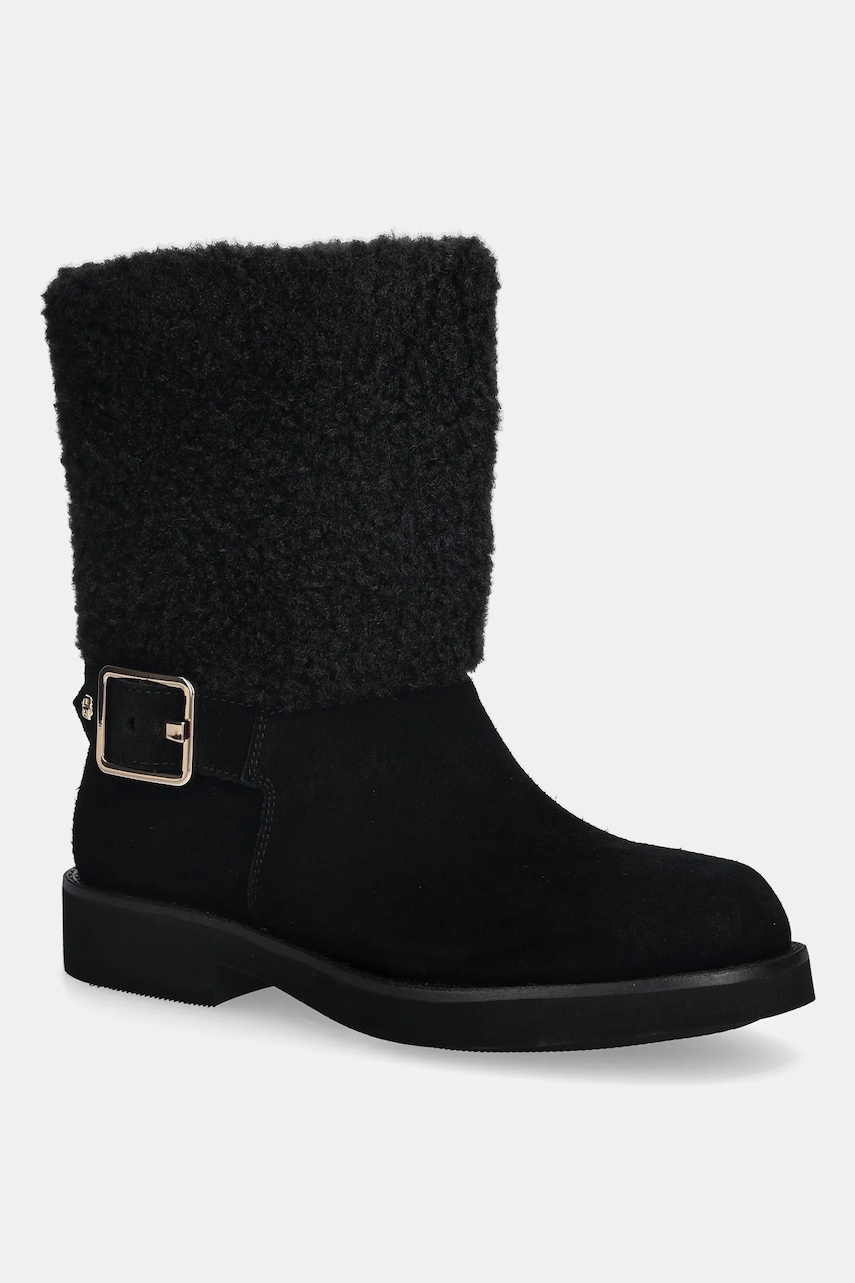BOSS botine Eleri culoarea negru, cu toc plat, 50552748