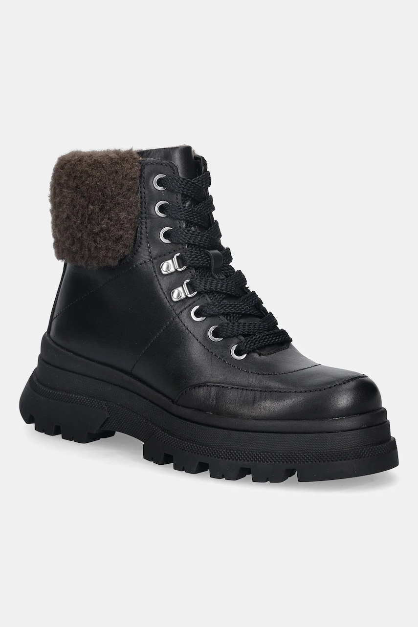 BOSS botine Foster culoarea negru, cu toc plat, 50552767