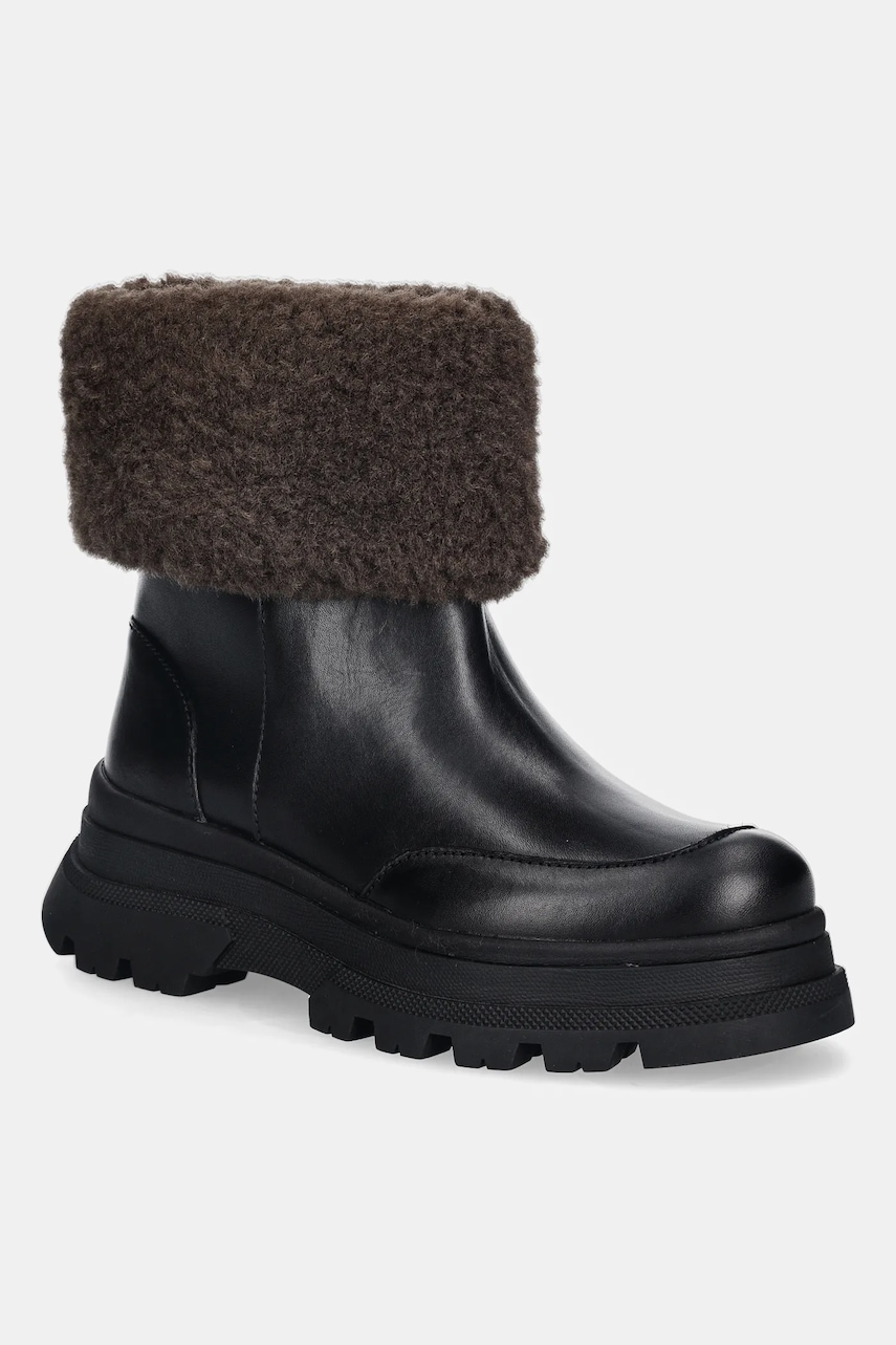 BOSS botine Foster culoarea negru, cu platformă, izolare usoara, 50552776