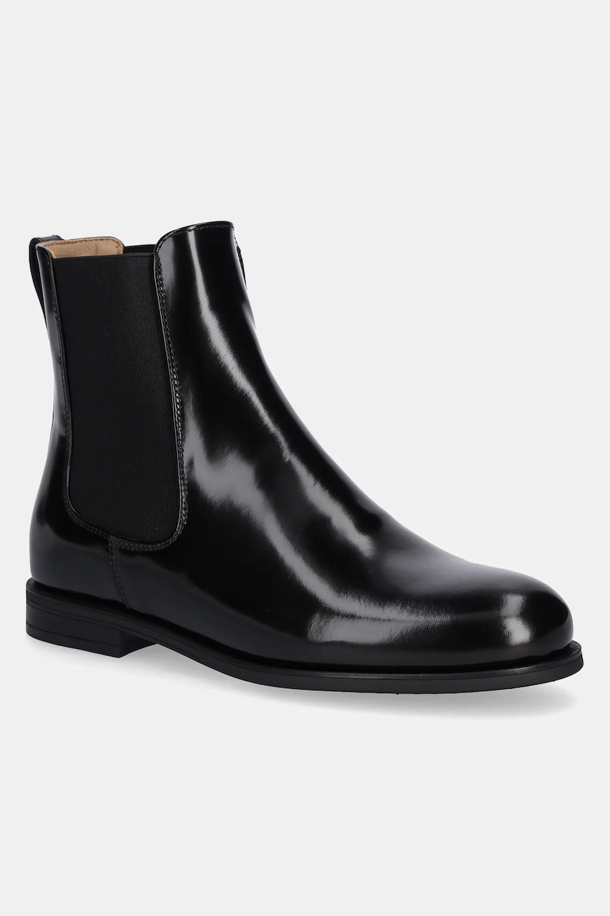 BOSS ghete chelsea de piele 50552791 culoarea negru, cu toc plat, Lycia