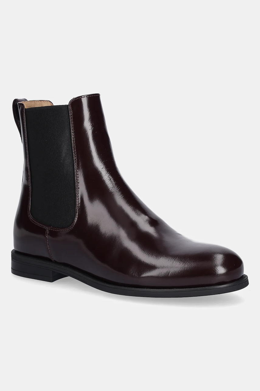 BOSS ghete chelsea de piele 50552791 culoarea bordo, cu toc plat, Lycia BOSS ghete chelsea de piele 50552791 culoarea bordo, cu toc plat, Lycia