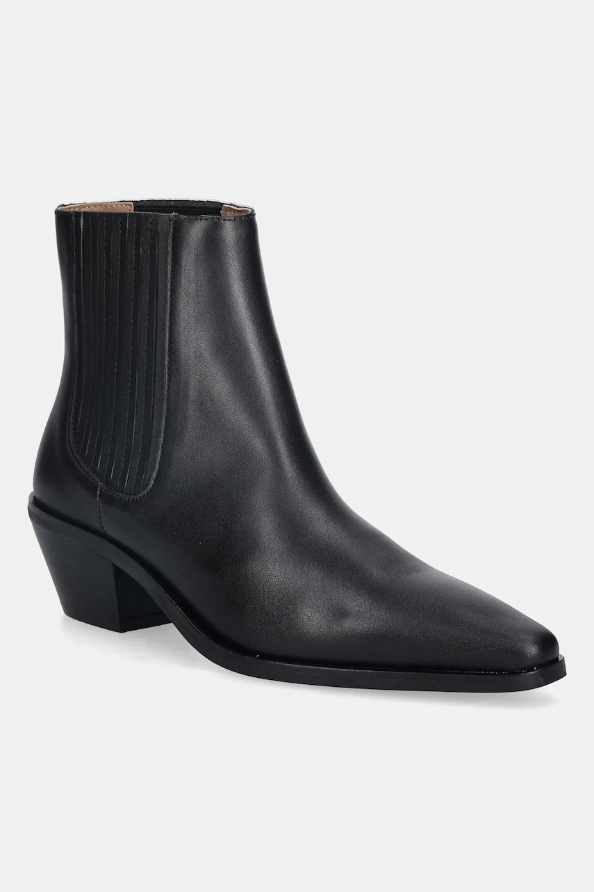 BOSS ghete chelsea de piele Niara culoarea negru, cu toc drept, 50558640