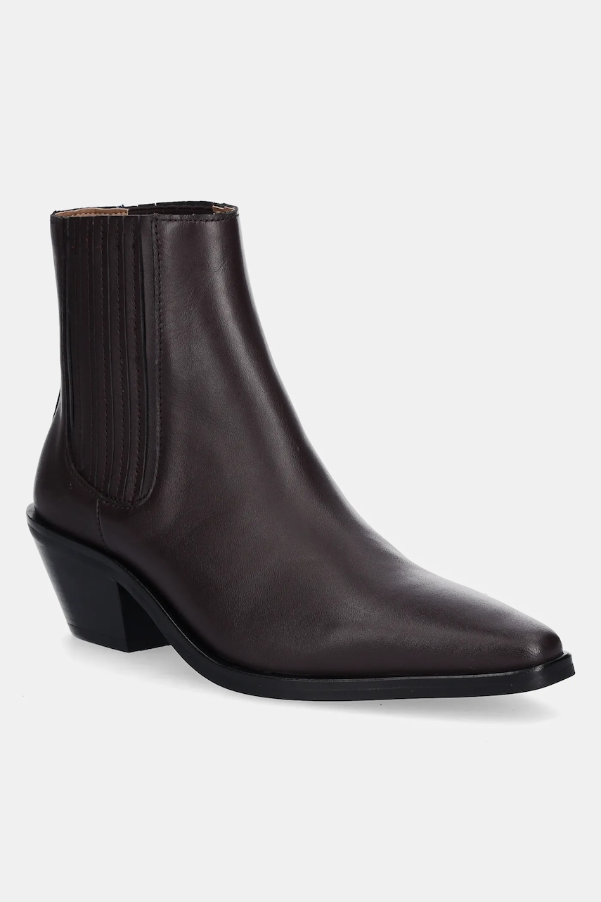 BOSS cizme de piele Niara culoarea violet, cu toc drept, 50558640