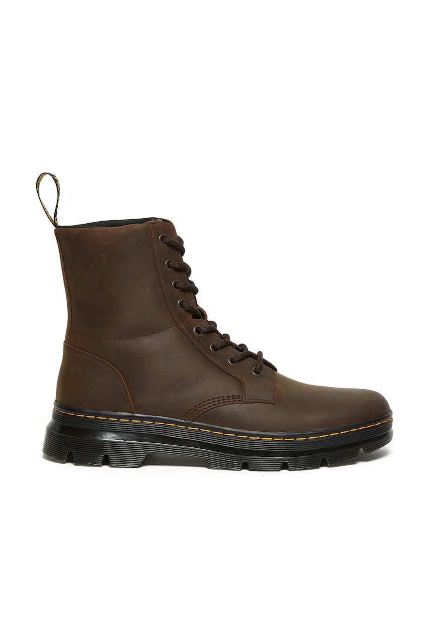 Dr. Martens cizme de piele Combs culoarea maro, cu toc plat, DM26006207