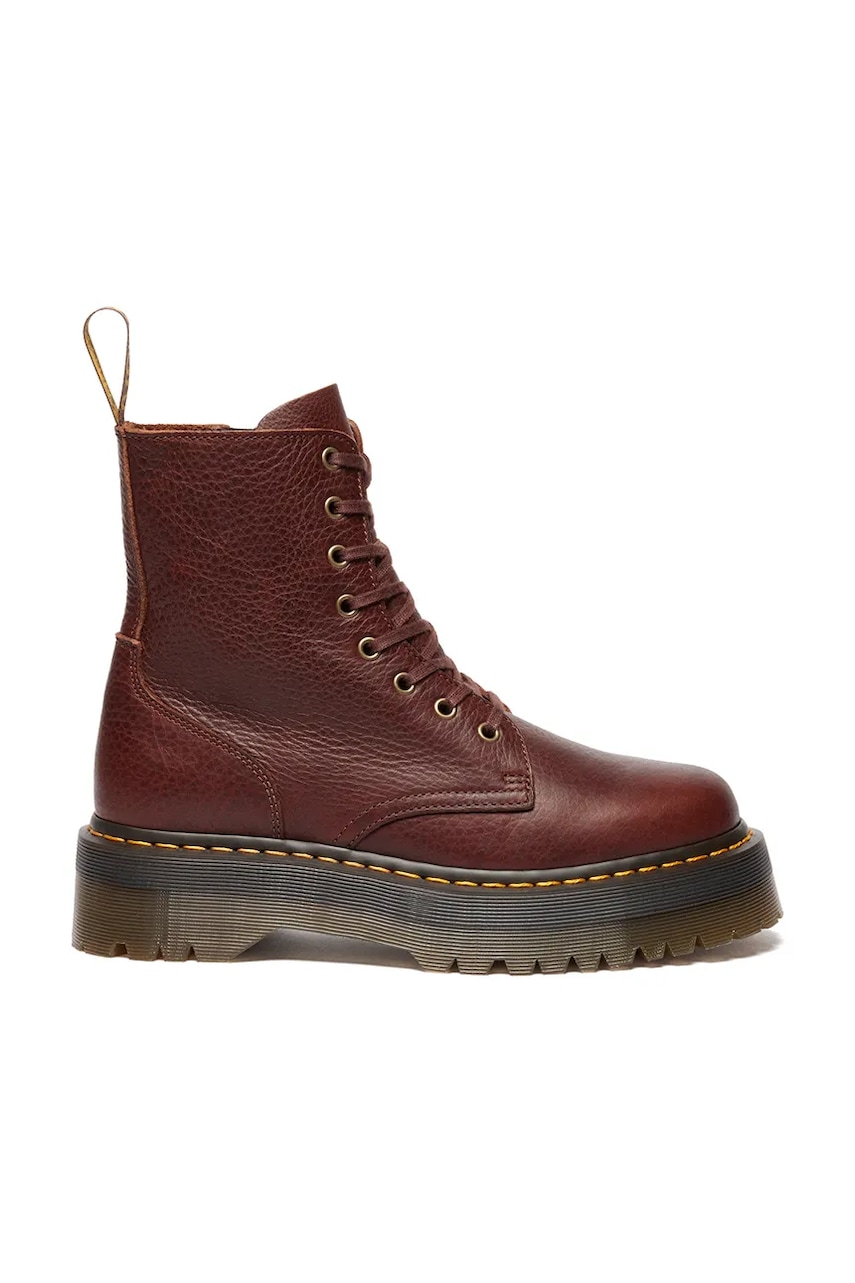 Dr. Martens workery skórzane Jadon damskie kolor bordowy na platformie DM41324200