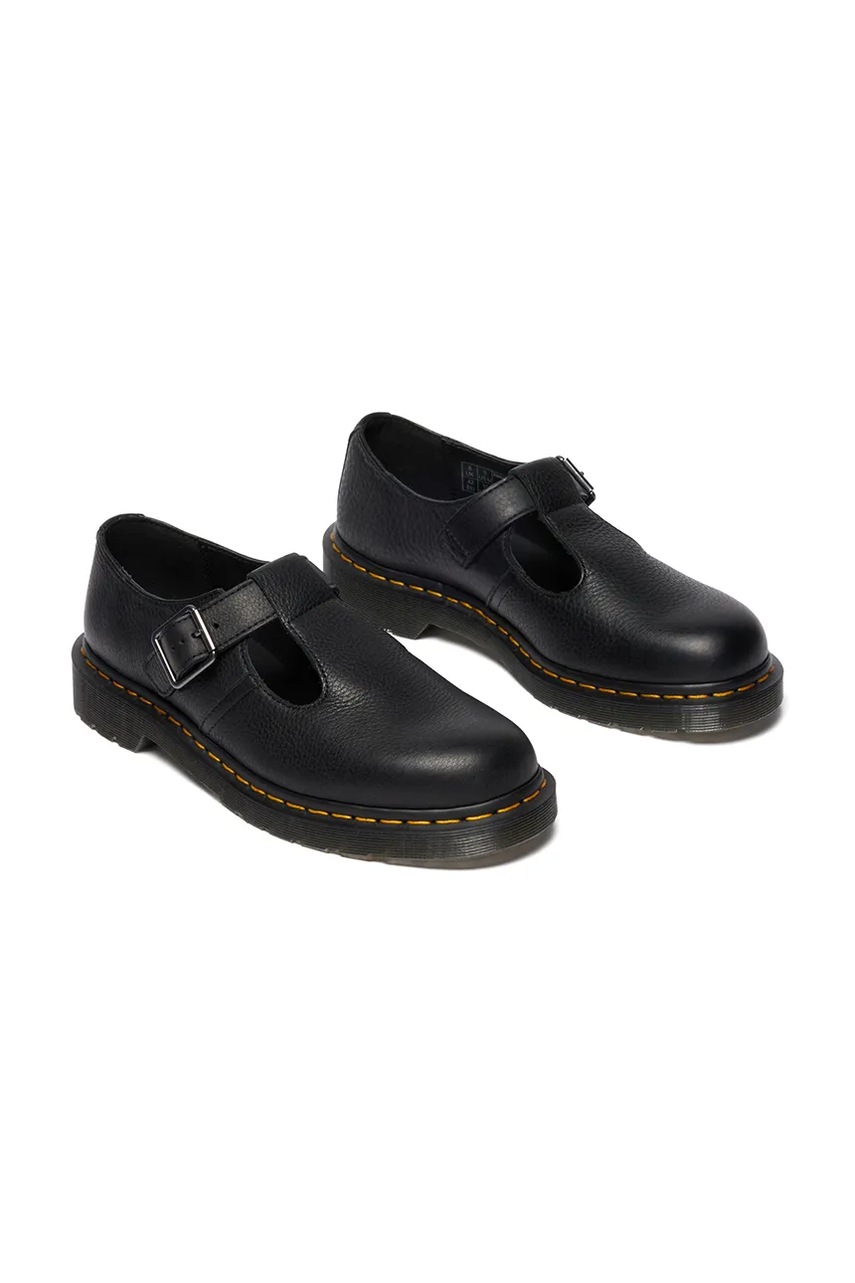 Кожаные туфли Dr. Martens Polley цвет чёрный на плоском каблуке DM41408001