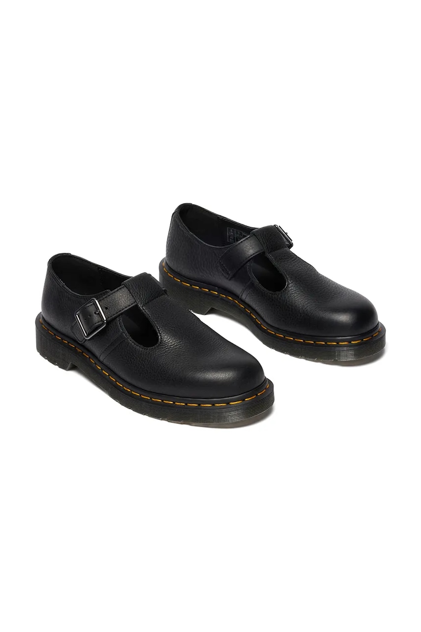 Кожаные туфли Dr. Martens Polley цвет чёрный на плоском каблуке DM41408001 Кожаные туфли Dr. Martens Polley цвет чёрный на плоском каблуке DM41408001
