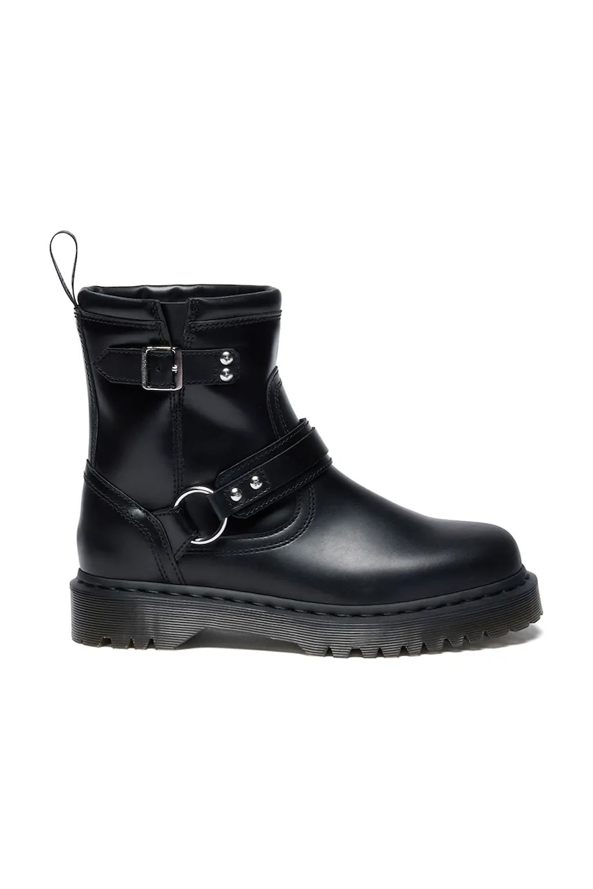 Dr. Martens cizme de piele Anistone Harness culoarea negru, cu toc plat, DM42583001