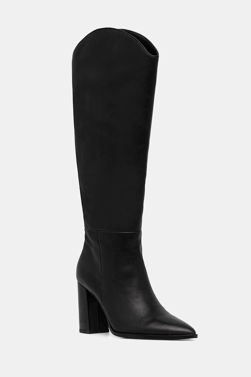 Steve Madden ghete de piele Bixby culoarea negru, cu toc drept, 11004834