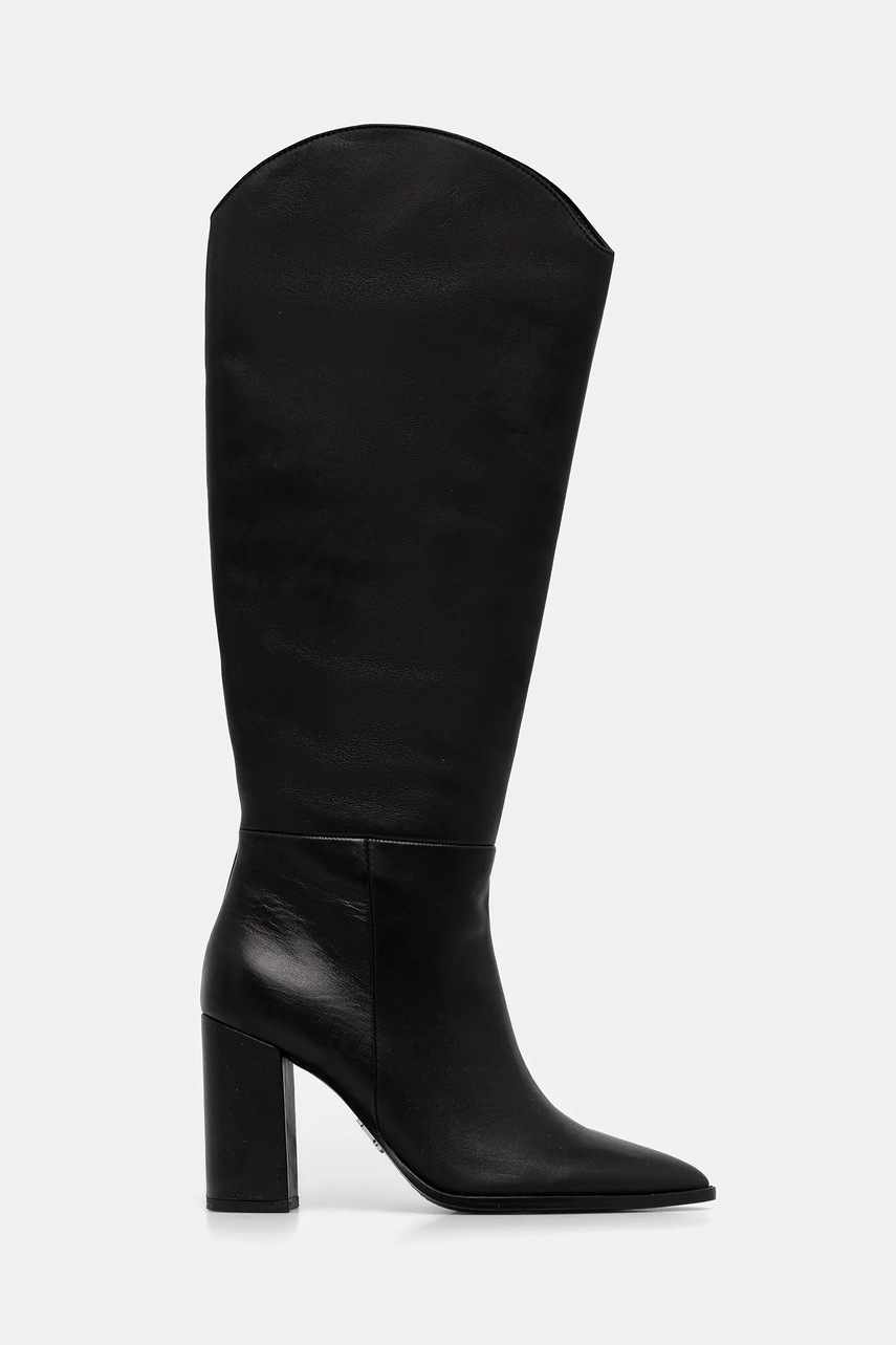 Кожаные сапоги Steve Madden Bixby цвет чёрный каблук кирпичик 11004834