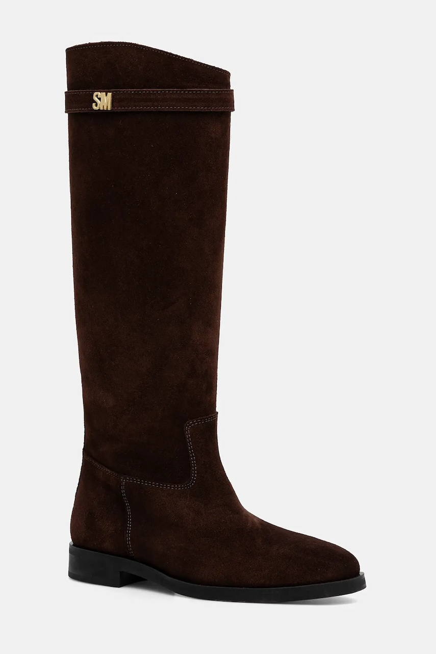 Steve Madden cizme din piele întoarsă Novi culoarea maro, cu toc plat, 11004728