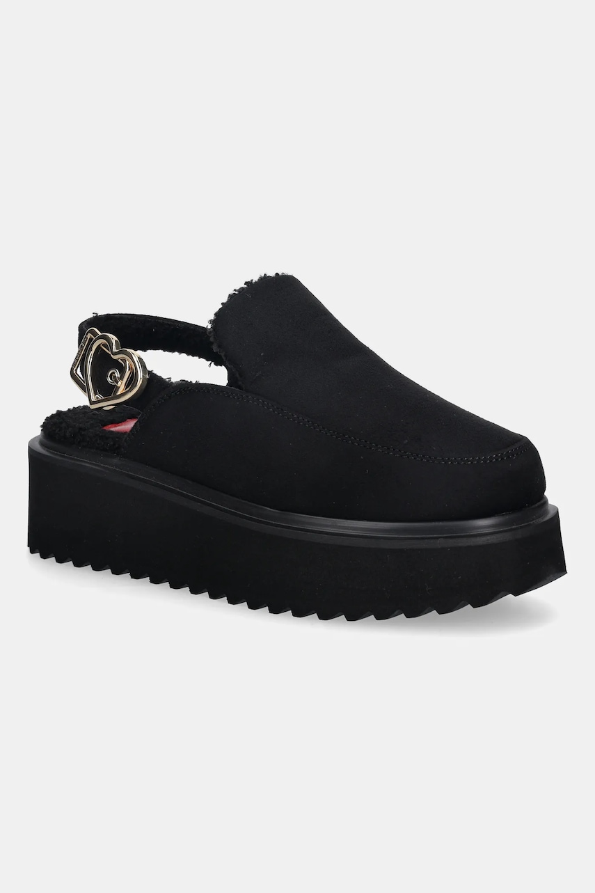 Love Moschino papuci culoarea negru, cu platformă, JA10416L0NJAW000