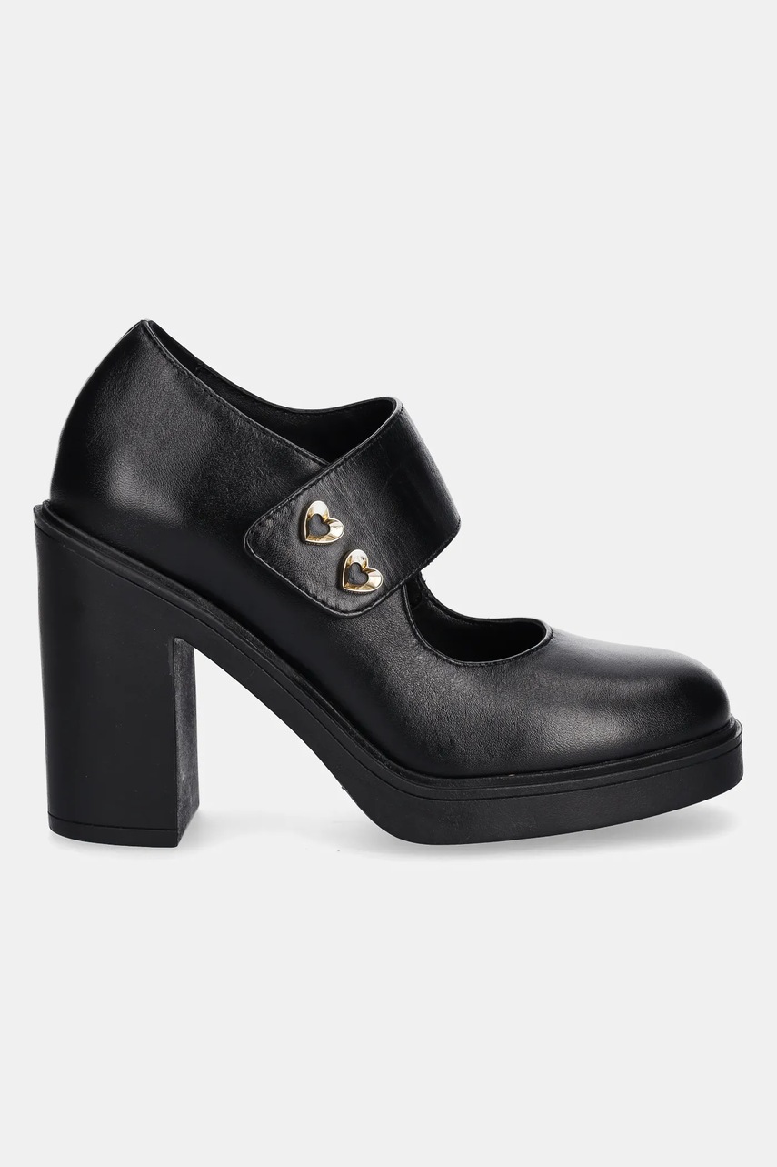 Кожаные туфли Love Moschino цвет чёрный каблук кирпичик JA1043AG0NIA0000 Кожаные туфли Love Moschino цвет чёрный каблук кирпичик JA1043AG0NIA0000