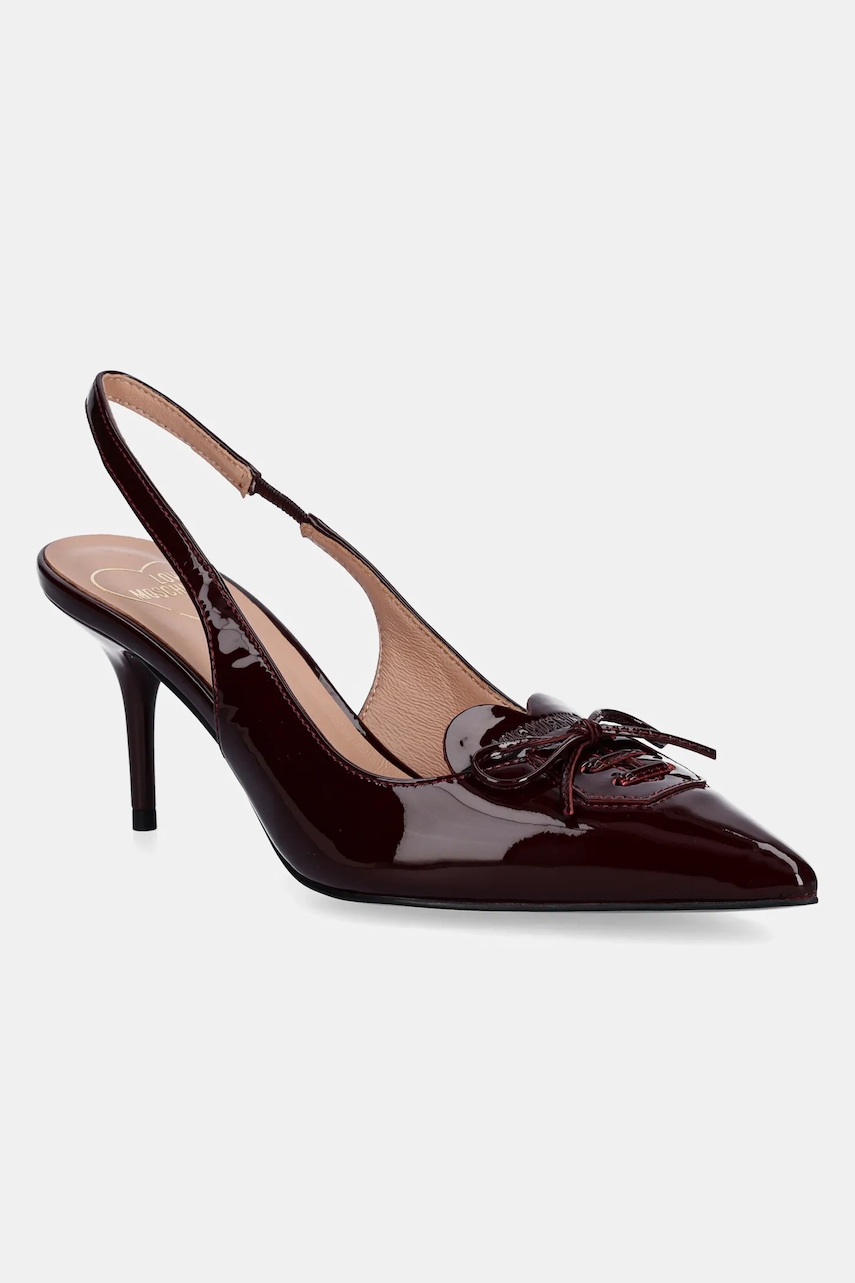 Love Moschino stilettos de piele culoarea bordo, JA10517G0NIH0556