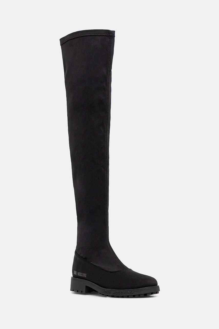 Levně Kozačky Love Moschino dámské, černá barva, na plochém podpatku, JA26074G0NIM0000