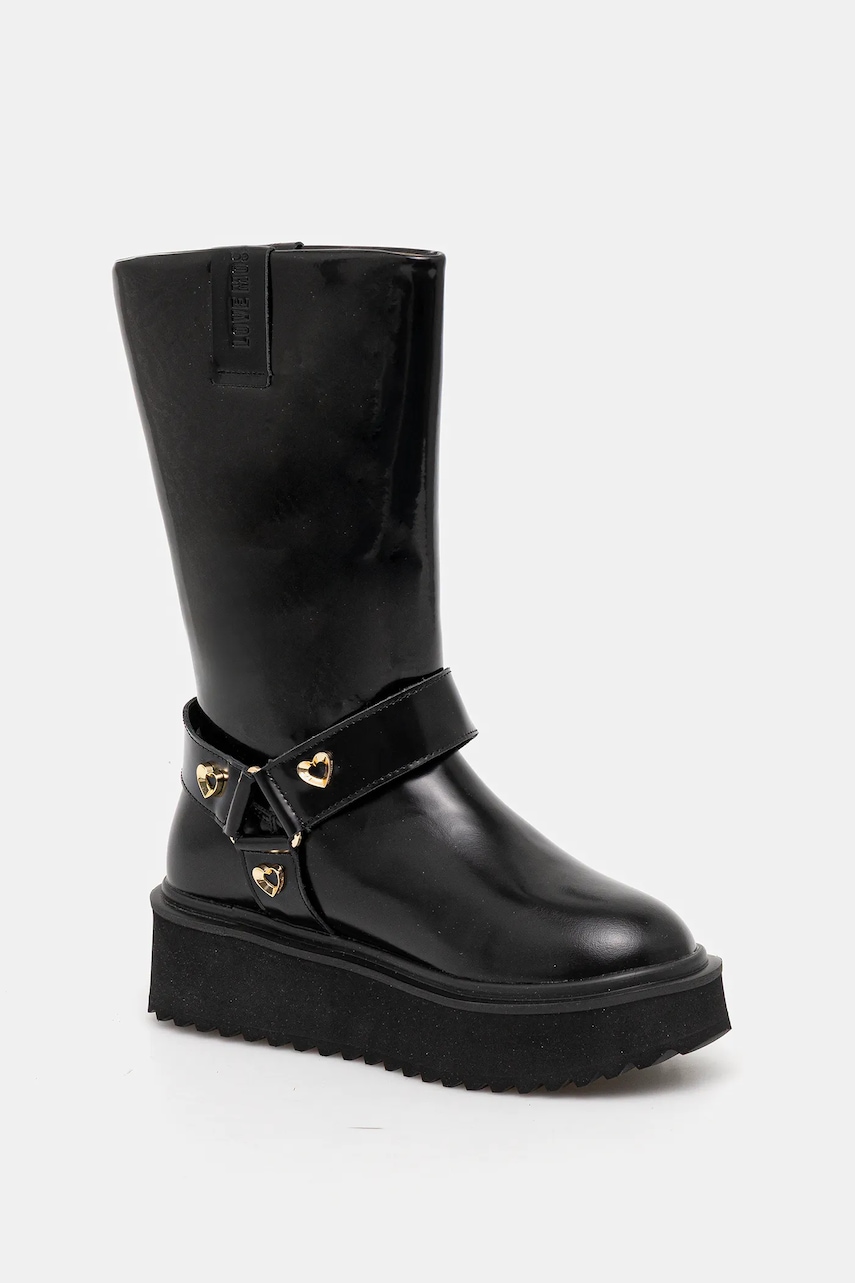 Love Moschino cizme de piele culoarea negru, cu platformă, JA24476I0NJD0000