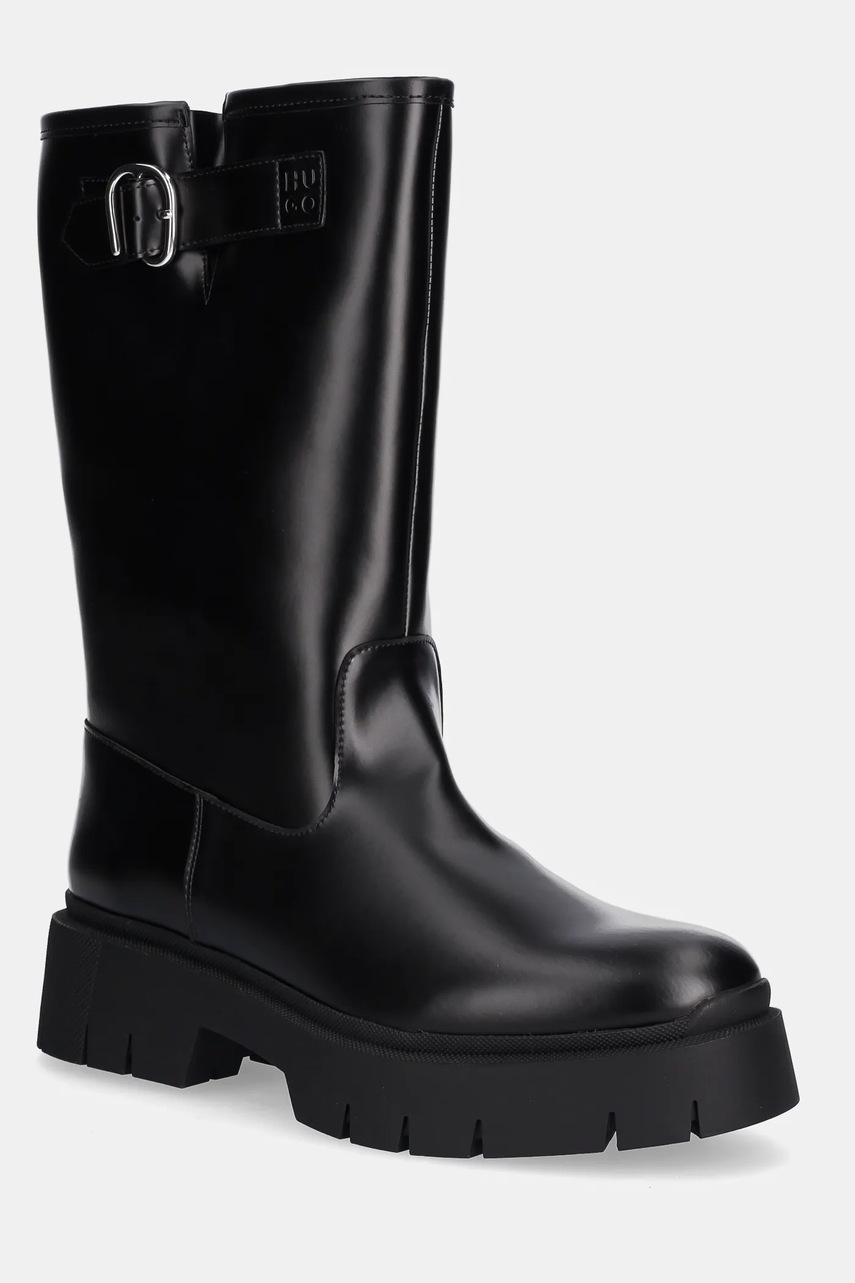 HUGO botine Kris culoarea negru, cu toc plat, 50552735