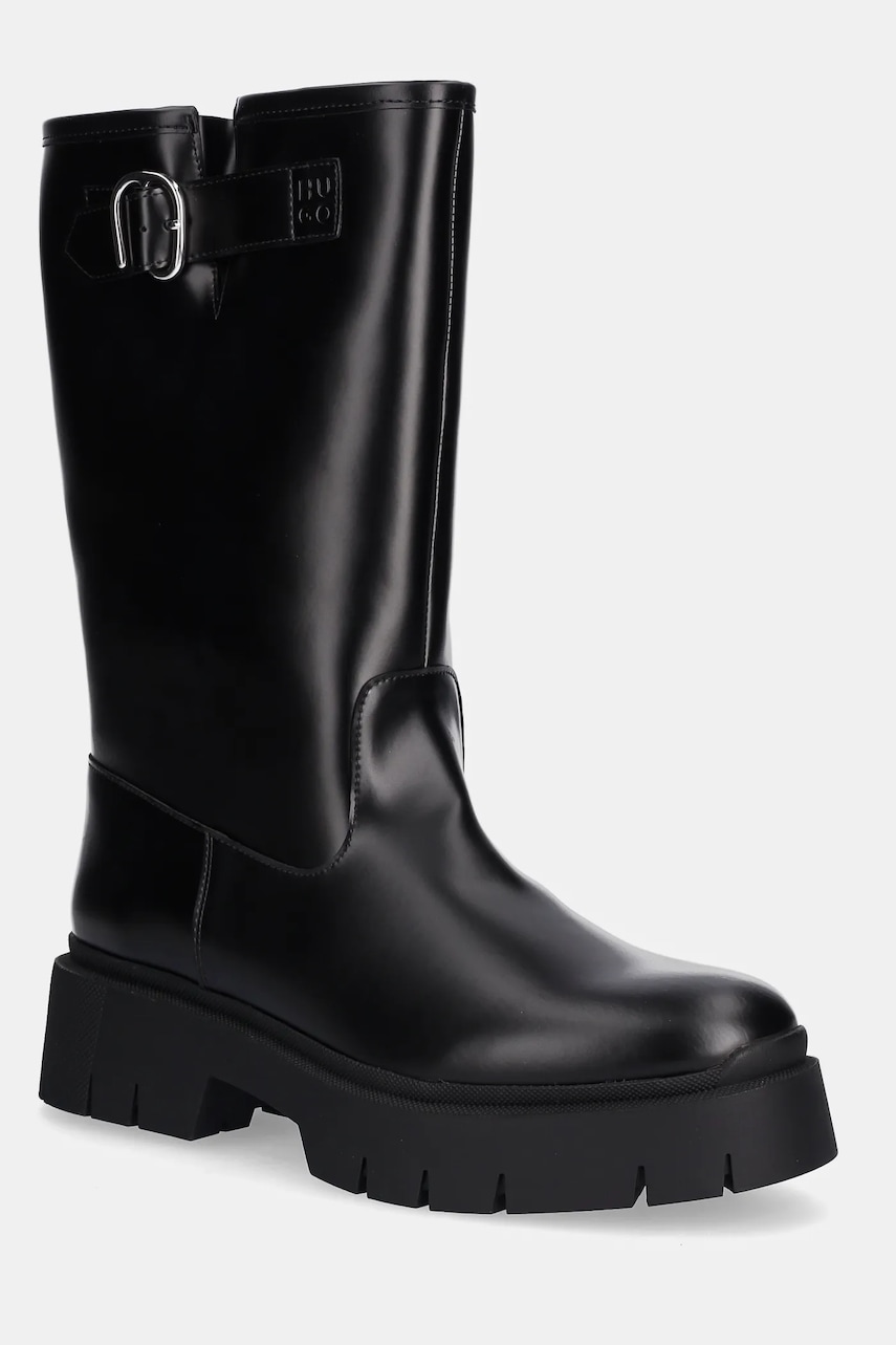 HUGO botine Kris culoarea negru, cu toc plat, 50552735
