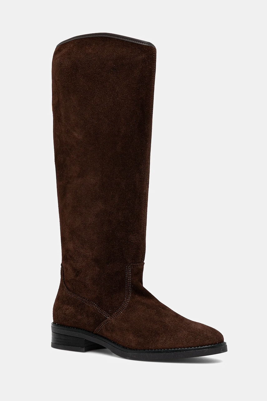 Steve Madden cizme din piele întoarsă Vlora culoarea maro, cu toc plat, 11004761