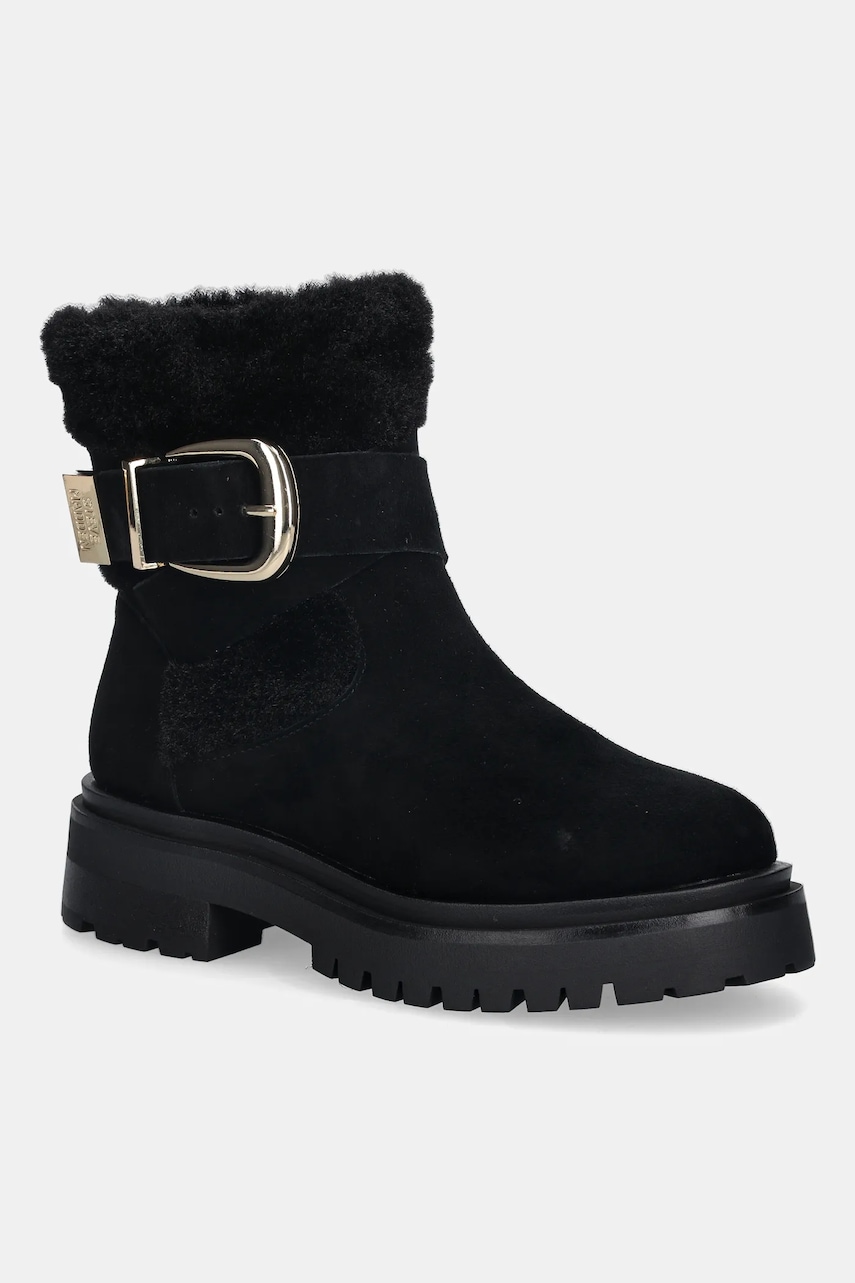 Steve Madden cizme din piele întoarsă pentru copii Lodge culoarea negru, cu toc plat, 11004980