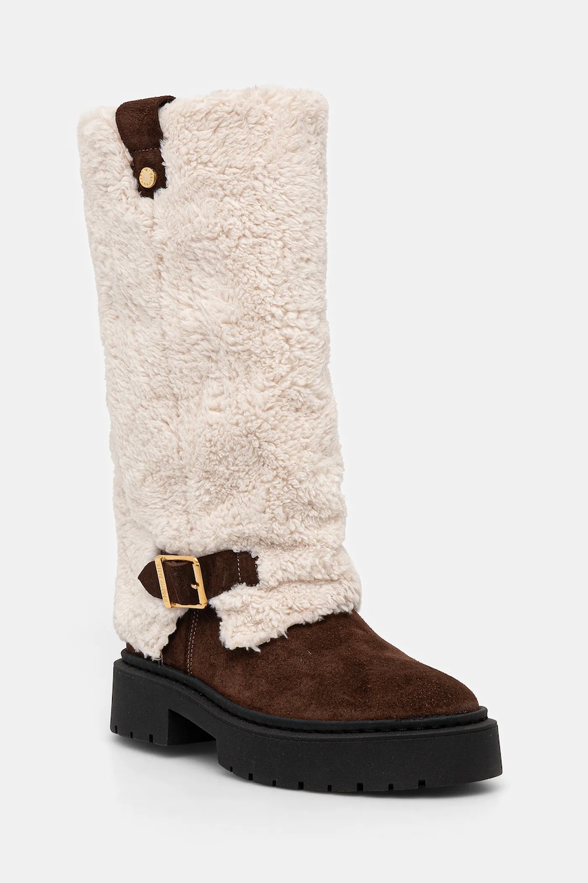 Steve Madden cizme Godiva culoarea bej, cu platforma, 11003413