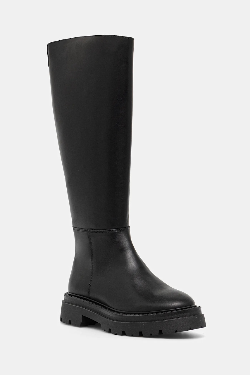 Levně Kožené kozačky Steve Madden Kaja-W dámské, černá barva, na plochém podpatku, 11004946