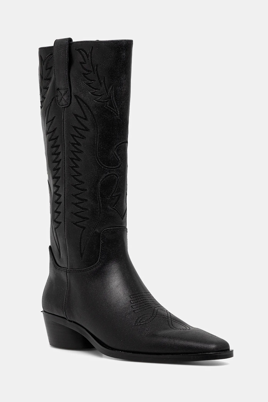Steve Madden cizme de piele Trevi culoarea negru, cu toc drept, 11004909