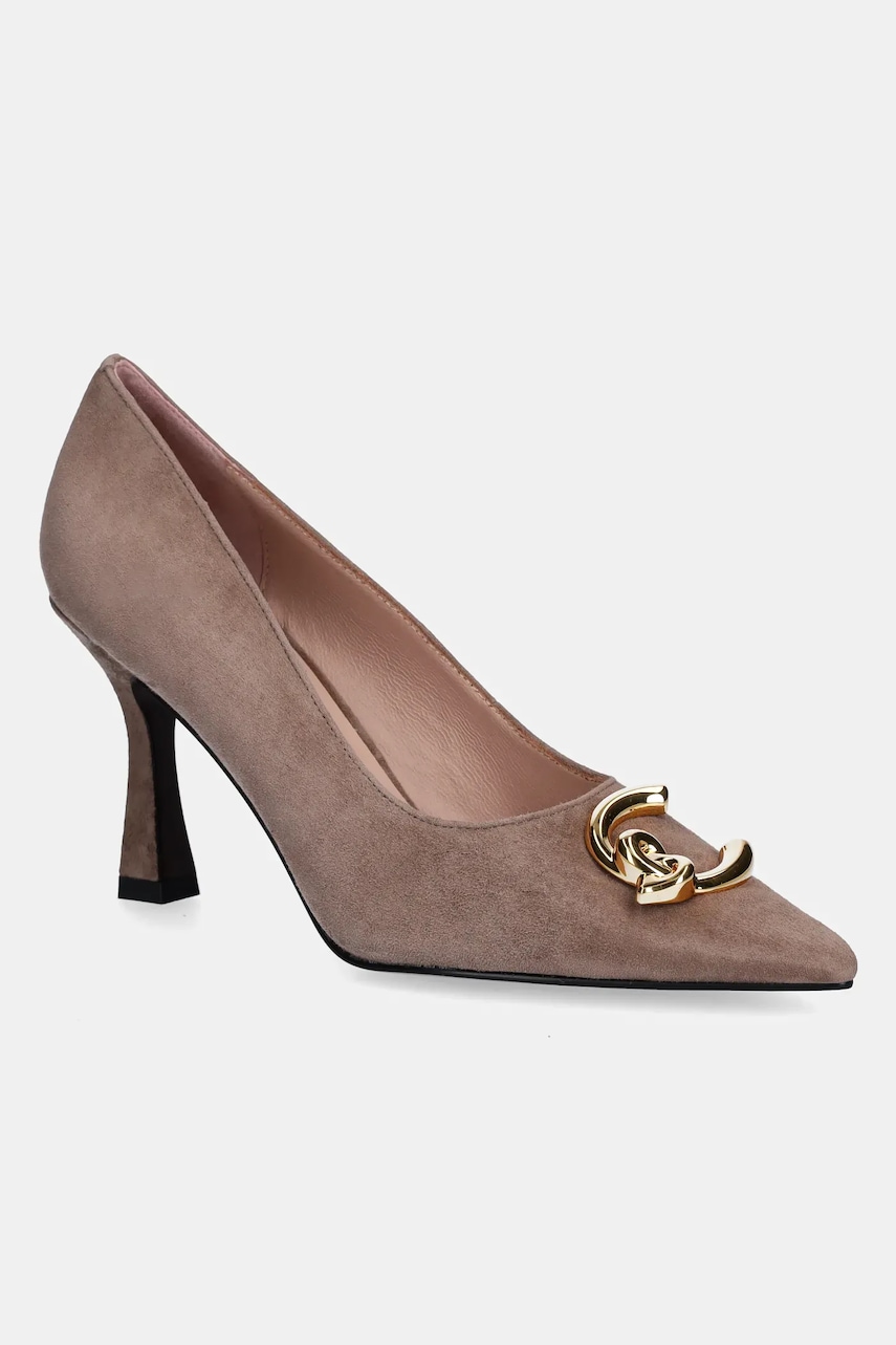 Coccinelle tocuri din piele întoarsă culoarea bej, E4 SB2 13 01 01 N59