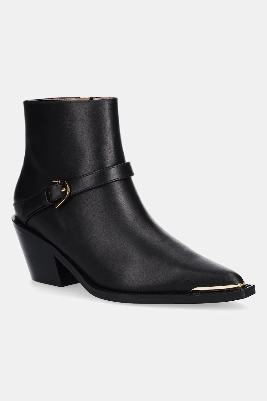 Coccinelle cizme de piele culoarea negru, cu toc drept, E4 TVK 31 02 01 001