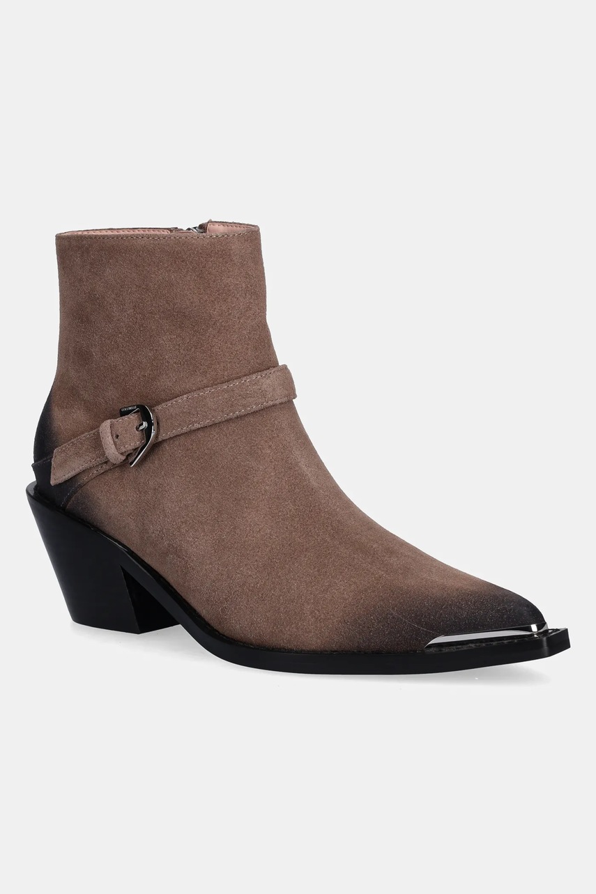 Coccinelle cizme din piele întoarsă culoarea negru, cu toc drept, E4 TVM 31 02 01 N59