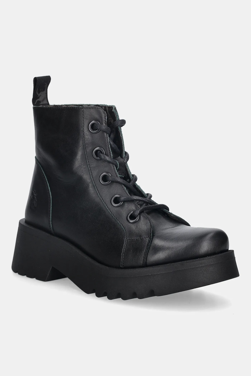 Fly London bocanci de piele METZ788FLY culoarea negru, cu toc plat, P144788009