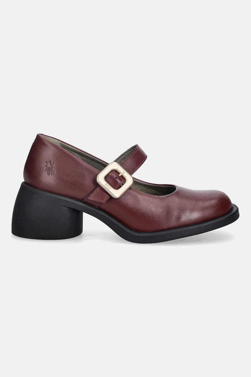 Кожаные туфли Fly London HUVI044FLY цвет бордовый каблук кирпичик P145044010 Кожаные туфли Fly London HUVI044FLY цвет бордовый каблук кирпичик P145044010