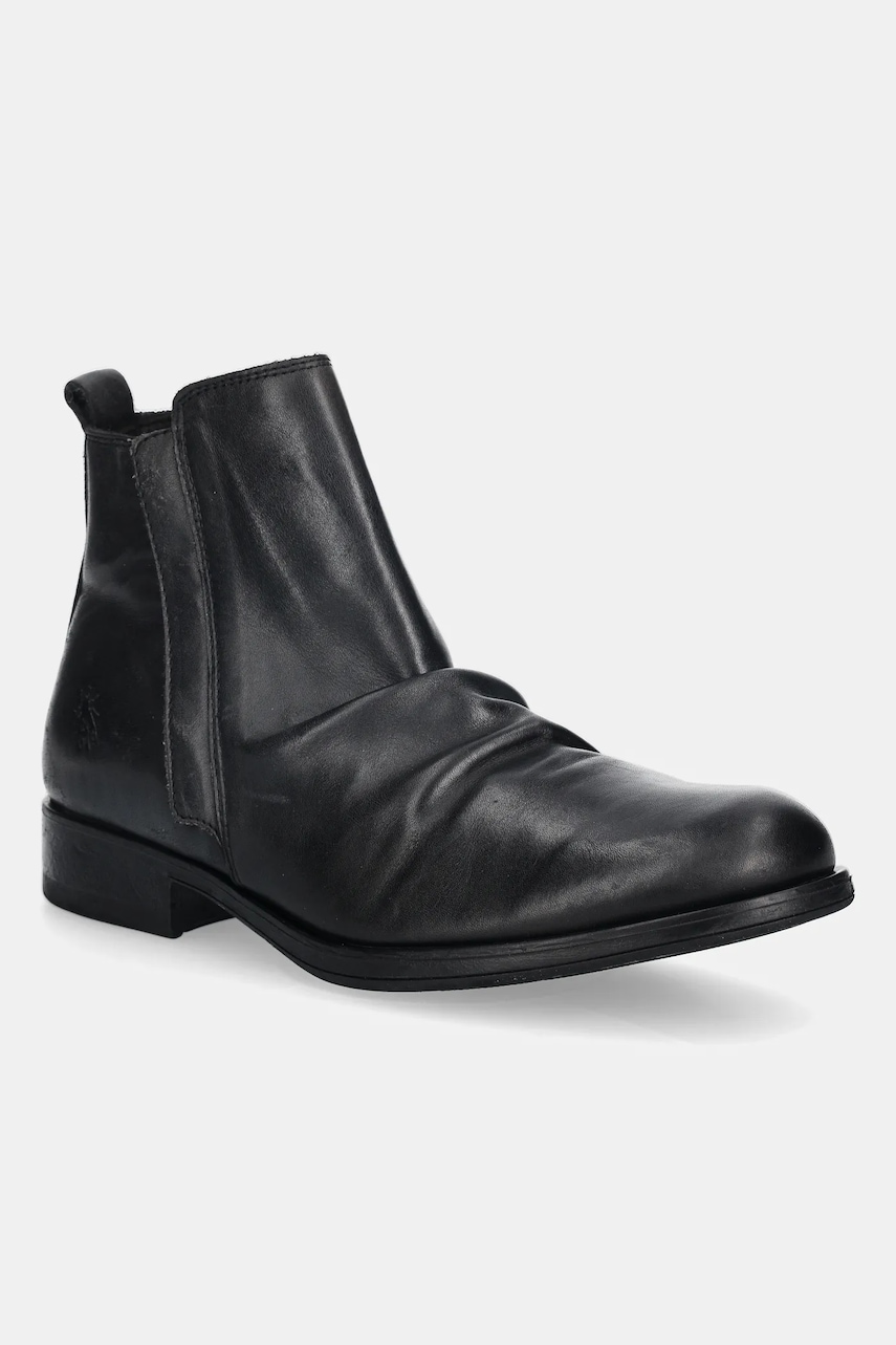 Fly London ghete chelsea de piele MOWI146FLY culoarea negru, cu toc plat, P145146000