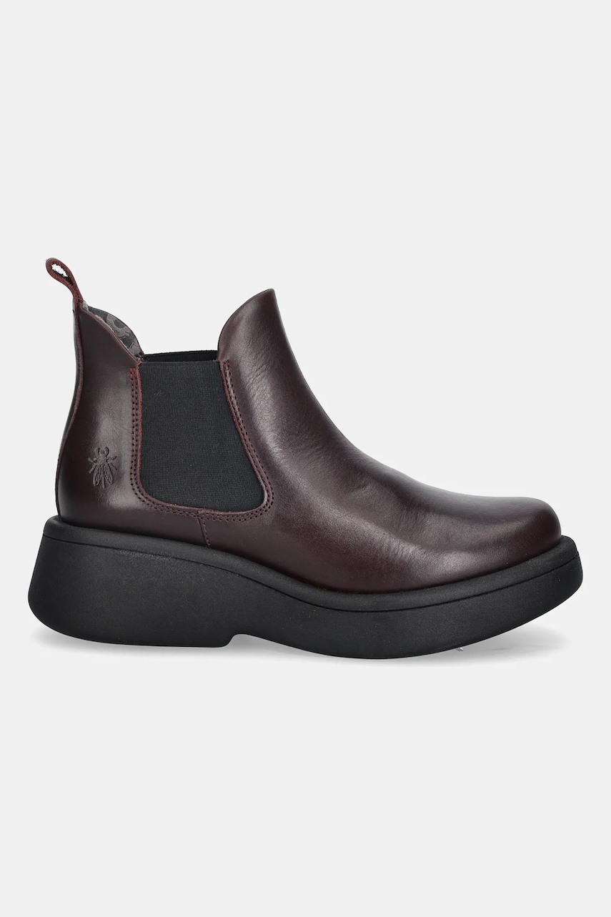 Кожаные полусапоги Fly London MULK159FLY цвет бордовый на платформе P145159011 Кожаные полусапоги Fly London MULK159FLY цвет бордовый на платформе P145159011