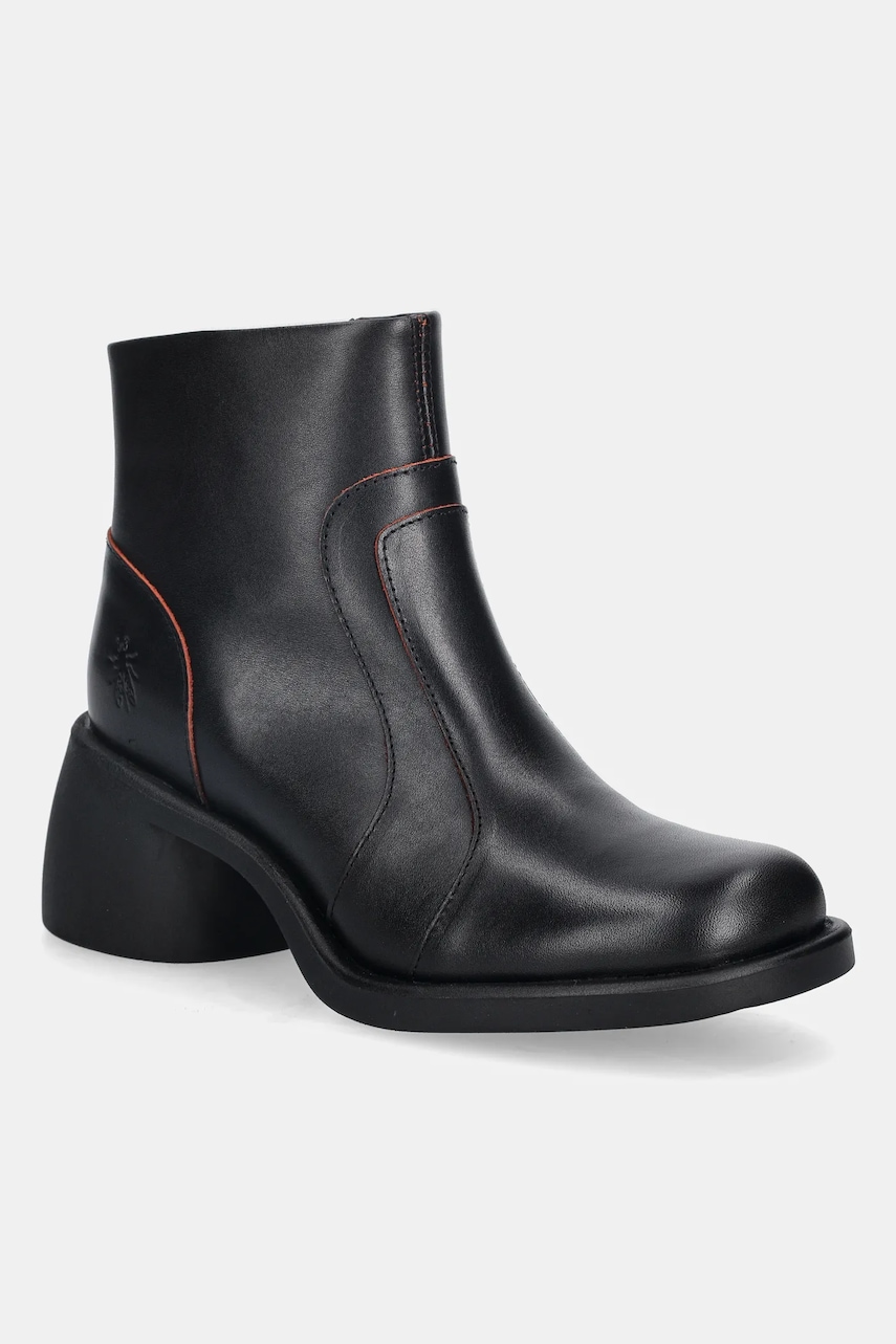 Fly London cizme de piele HEWI304FLY culoarea negru, cu toc drept, P145304001