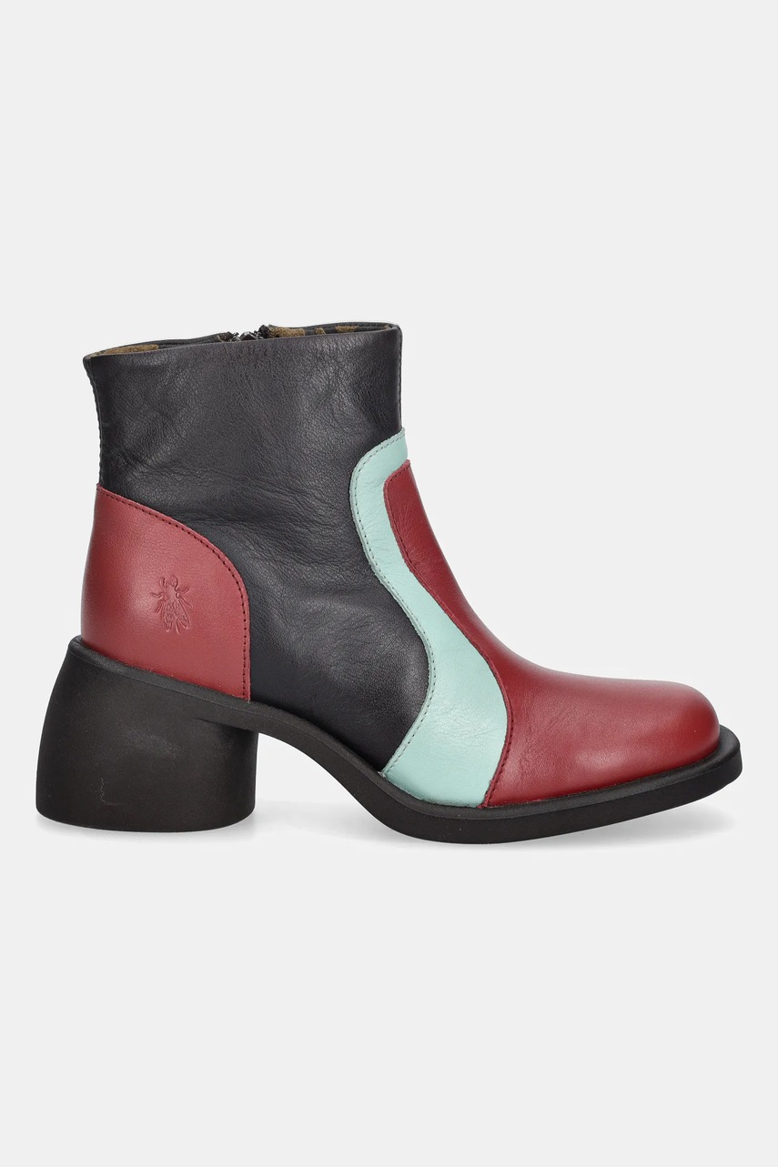 Кожаные полусапожки Fly London HEWI304FLY цвет чёрный каблук кирпичик P145304003