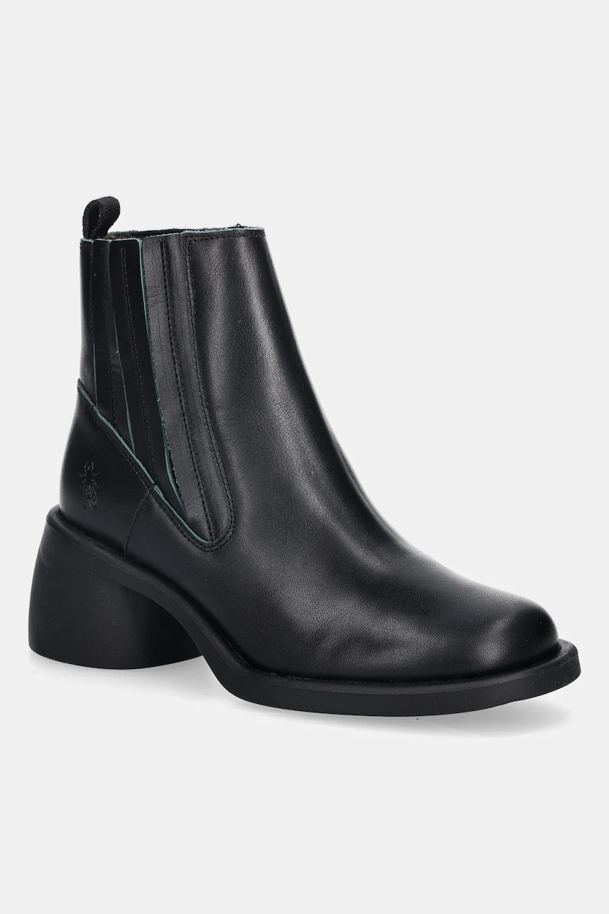 Fly London ghete chelsea de piele HAIL310FLY culoarea negru, cu toc drept, P145310003