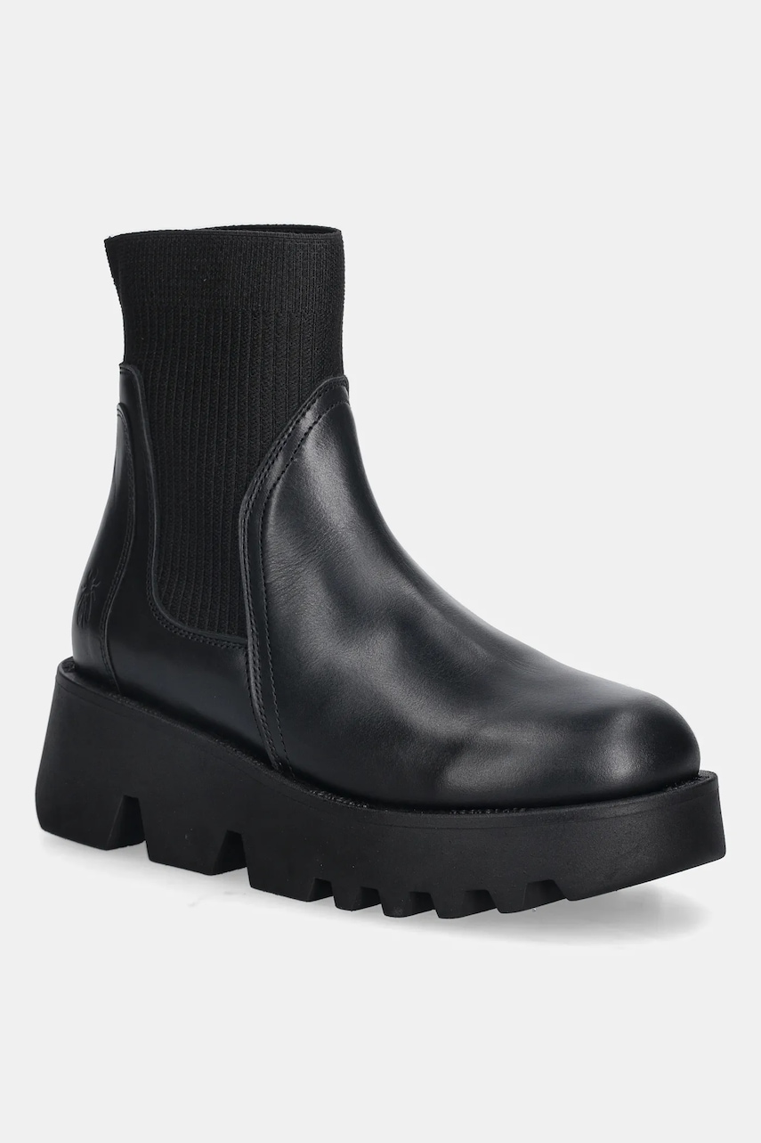 Fly London ghete chelsea de piele ZOOL317FLY culoarea negru, toc pana, P145317000