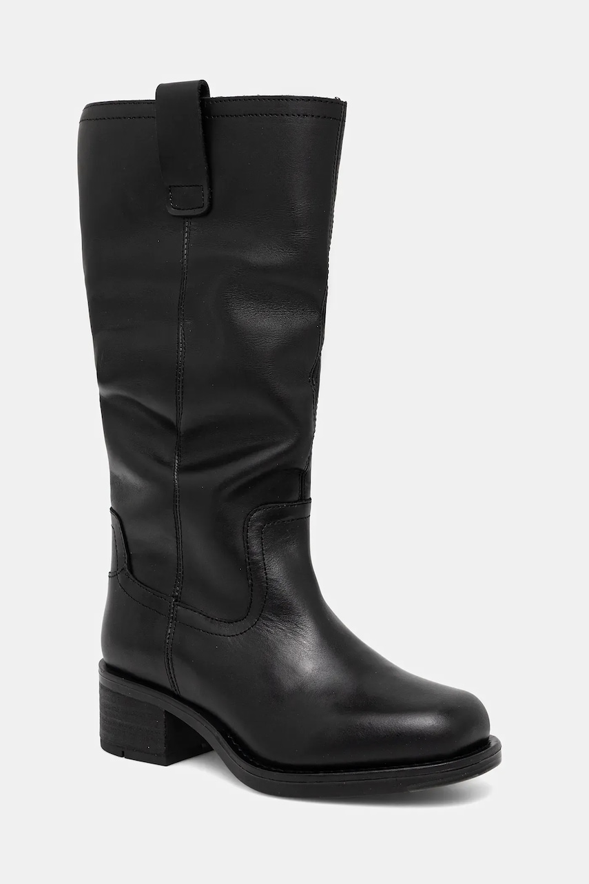 Fly London ghete de piele RINT246FLY culoarea negru, cu toc plat, P145346000