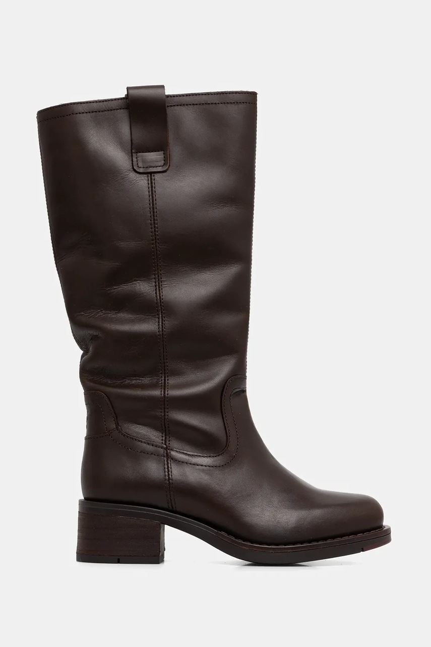 Кожаные сапоги Fly London RINT246FLY цвет коричневый каблук кирпичик P145346001